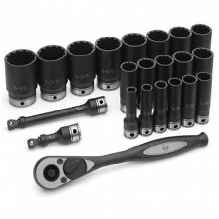 GREY PNEUMATIC Grey Pneumatic Corp. GY82222D .50 in. Drive 12 Point Fractional Deep Duo Socket Set - 22 Pieces GY82222D
